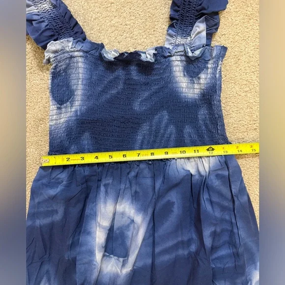 Tuckernuck Rory Blue Dye Ruffle Sleeve 100% Cotton Midi Sundress Small - Picture 9 of 11